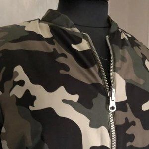 Mango Women's Reversible Camo Print Bomber Jacket, Size Medium